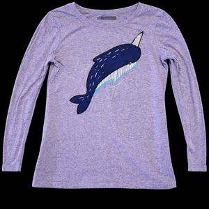 Cat & Jack Girls Narwhal Long Sleeve Shirt | Size 7/8 (M) | Purple Blue Graphic
